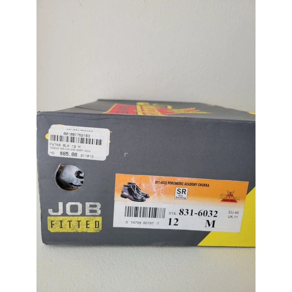 Thorogood Academy Chukka 831-6032 NIB Men's 12M Black High Gloss Uniform Shoes